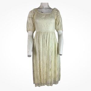 Vintage Billy Jack Lace Cottagecore Boho Fairy Romantic Prairie Dress Ivory